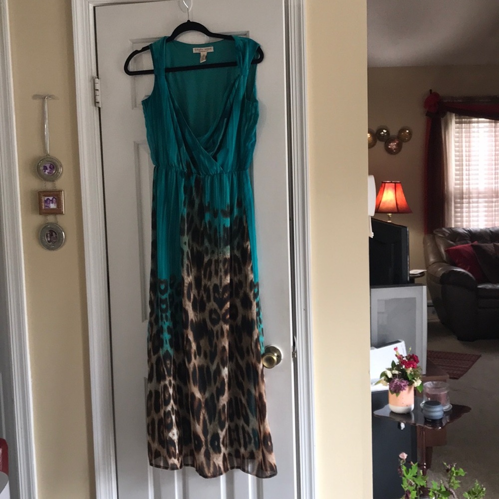 Blue maxi dress with leopard print